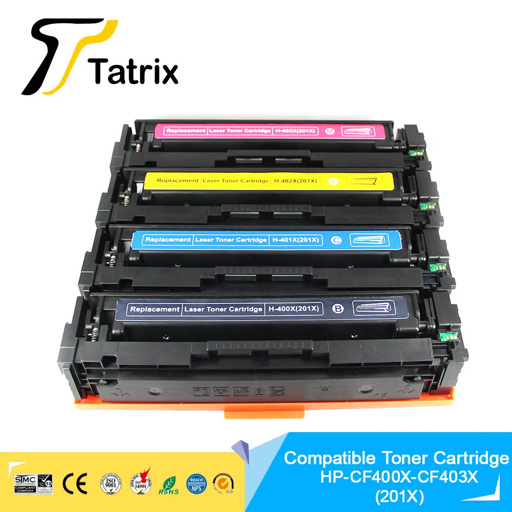 cartucho compativel premium cf400x cf401x cf402x cf403x 201x do toner da cor do laser de tatrix para hp m252dn 252n mfp m277dw 277n m274n 01