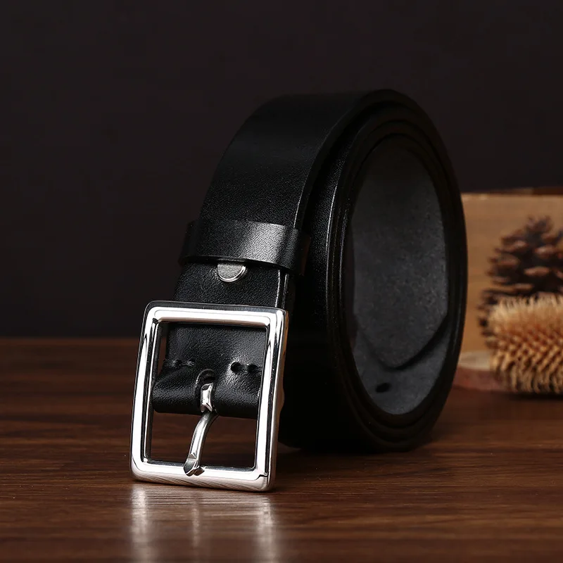 handmade-men's-belt-genuine-top-layer-cowhide-jeans-belt-business-commute-needle-buckle-minimalist-retro-style-leather-belt