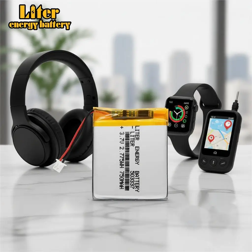 JST-1,25mm Stecker 3,7V 750mAh 503337 Polymer-Lipo-Akku für MP3 MP4 Smartwatch Lautsprecher