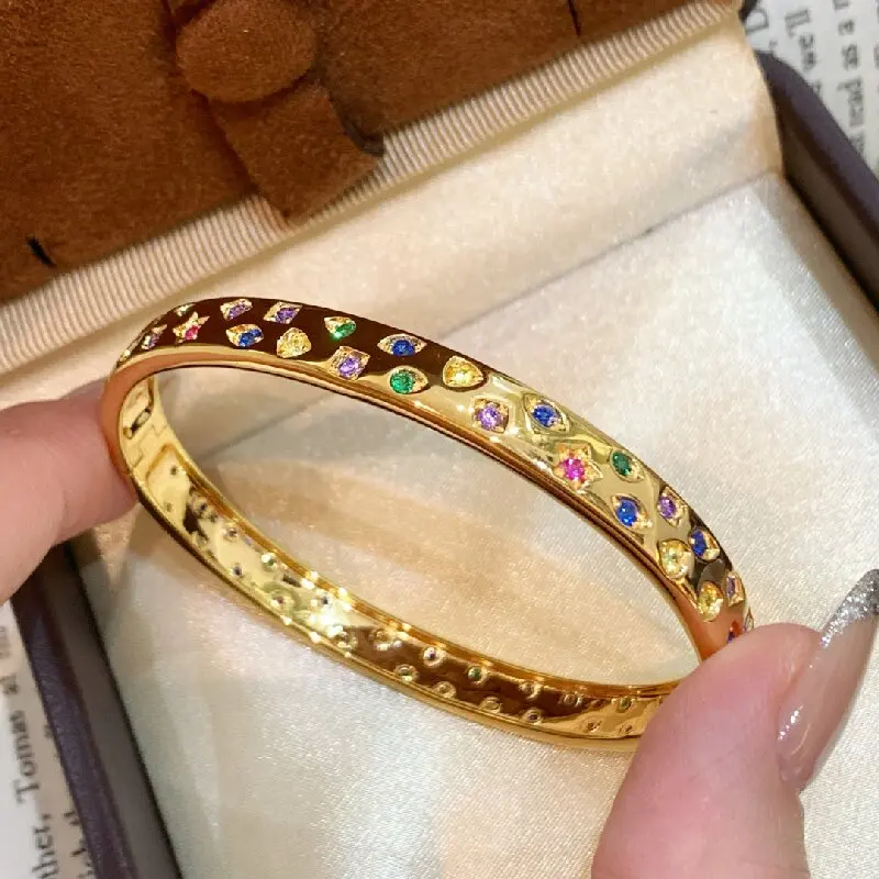 

ARIGAYA стерлингового серебра 925 пробы, красочный циркон, радужный обруч, браслет для женщин, разноцветные очаровательные женские свадебные украшения, подарки