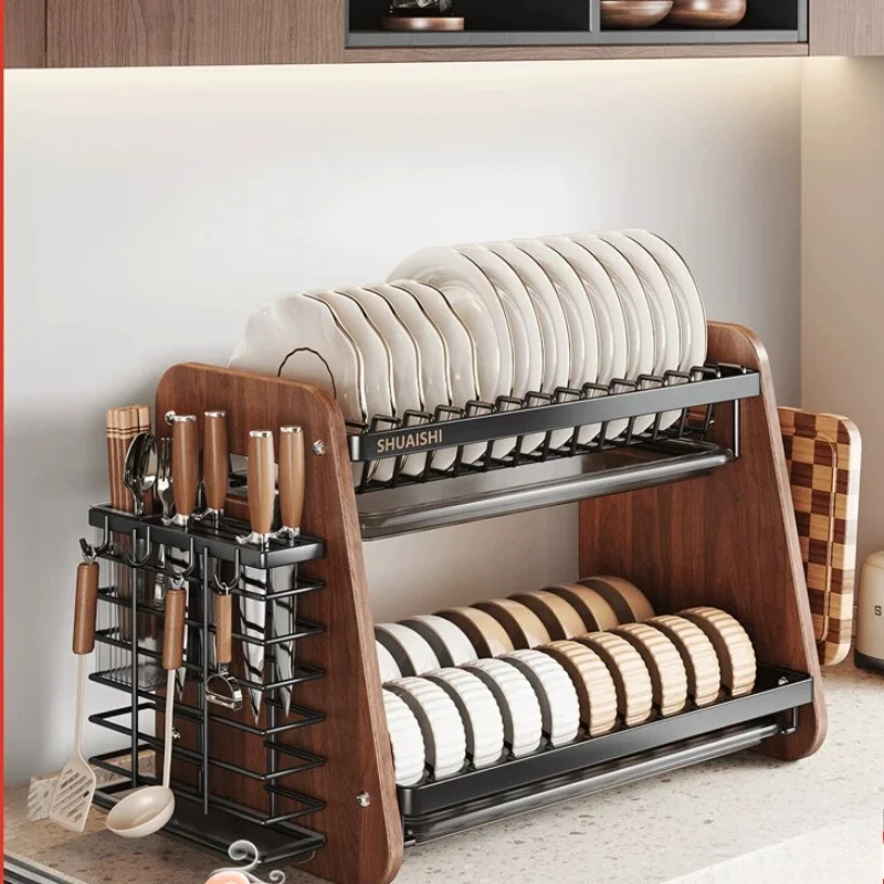 Stainless Steel Dish Drying Rack, Multi-Tier Kitchen Counter Storage Shelf, Space-Saving Organizer for Plates & Bowls
