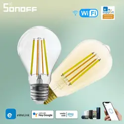 SONOFF B02-F Smart WiFi LED Filament Bulb E27 RGB LED Lamp Warm White Colorful Dimmable Light App Voice Control For Alexa Google