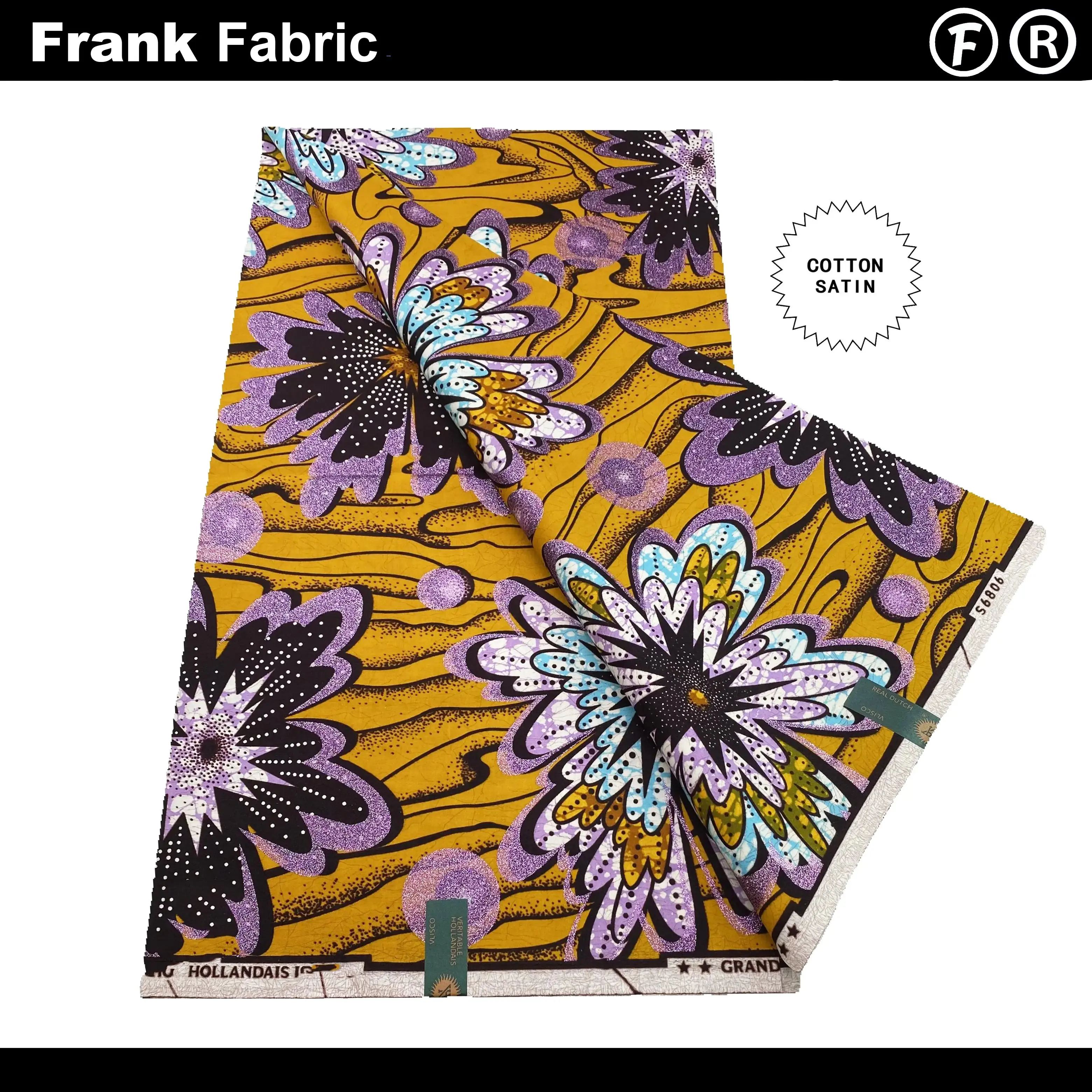 

6 Yards Certified Grand Super Ankara Fabric From Holland Original African Wax Print Fabric For Dress With QR Code VLSG2508.136