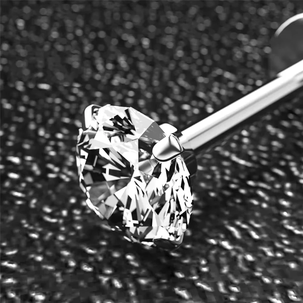 Colorful 5A+ Zircon Threaded Earrings G23 TItanium 3/4mmCZ Labret Stud Piercing Nose Studs Four Prong Fine Jewelry for Women