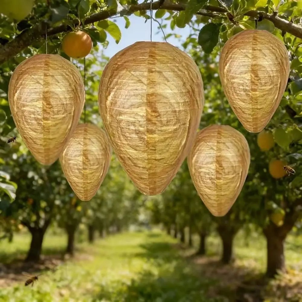 Hornets Deterrent Waterproof Wasp Nest Decoy Eco-Friendly Paper Fake Wasp Nest Non-Toxic Hanging Artificial Beehive Patio