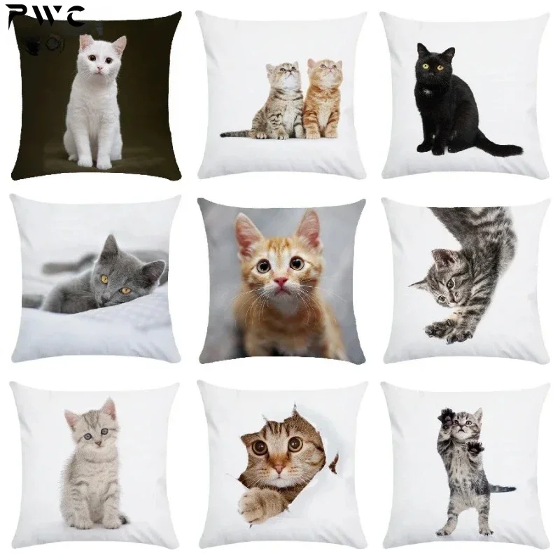 Animal Cute Cat Decorative Pillows Case Super Soft Print Cushion Cover  Living Room Decoration Accessories Home Decor for Chair