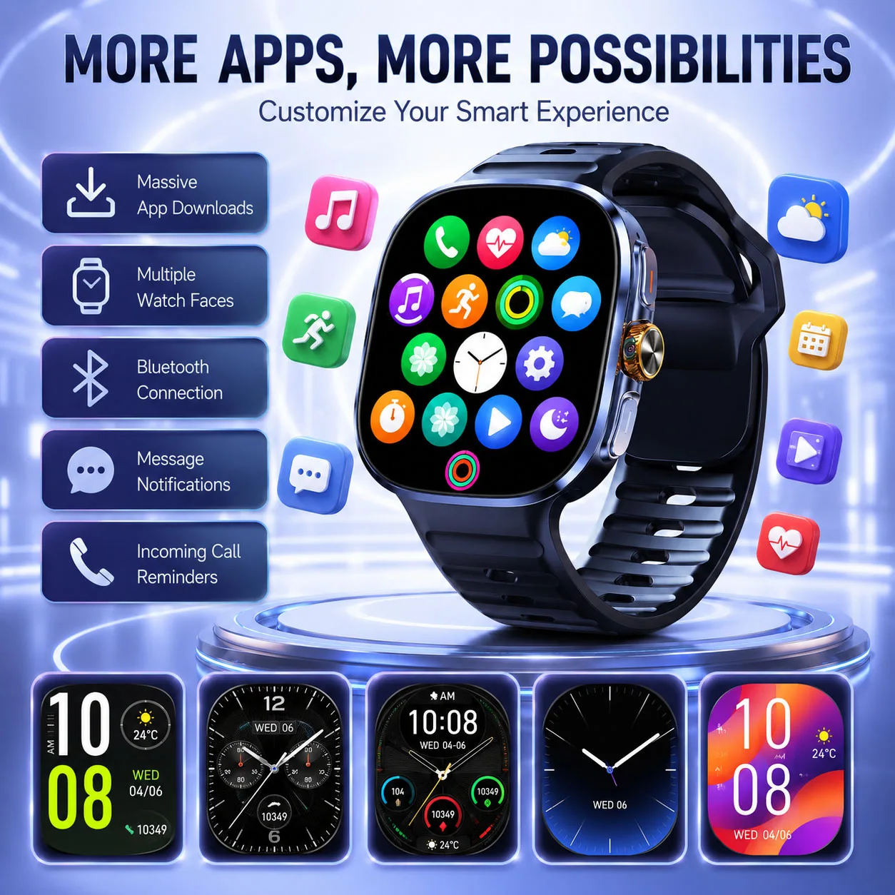 New M99 4G/5G Full Network Smartwatch 2.4 Inch AMOLED Screen 1200W HD Camera GPS WIFI AI Smart Watch for Men Women