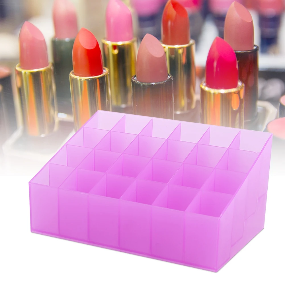 ZK20 24 Grids Lipstick Holder Display Stand Cosmetic Organizer Makeup Storage Box (Purple)