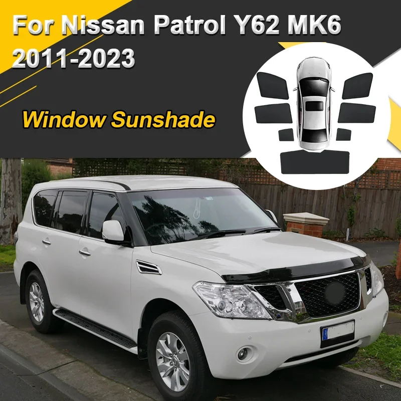 Car Sun Shades For Nissan Patrol Y62 MK6 2011-2023 Sunshades Magnetic Heat insulation Window Curtain Mesh Visor Auto Accessories