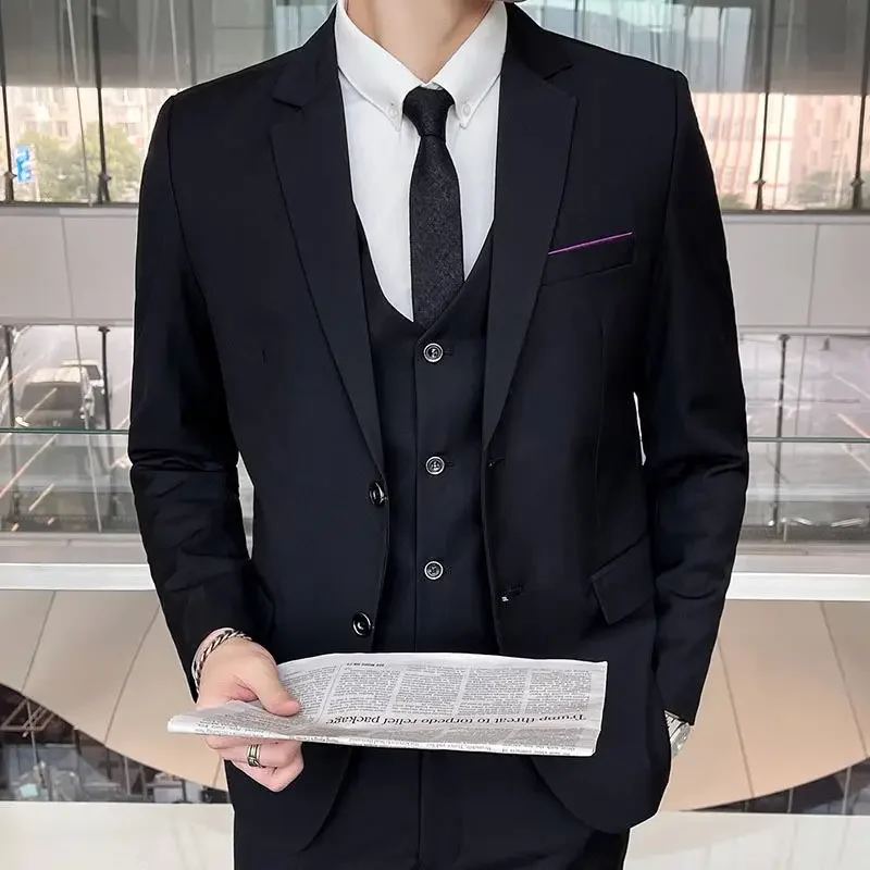 The New Boutique 6XL (Blazer + Vest + Trousers) Men\'s Suit Fashion Business Italian Style Wedding Gentleman Dress Formal 3-piece