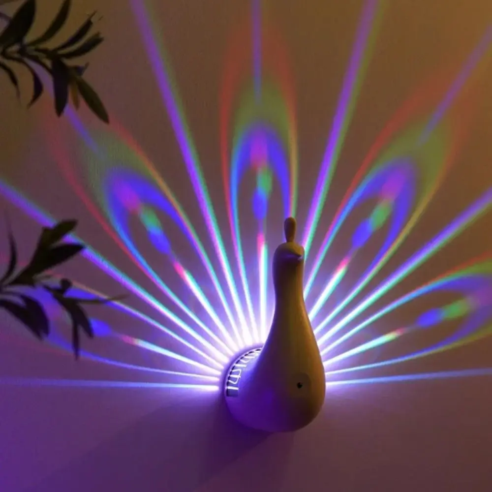Color Changing Peacocks Wall Lamp USB Rechargeable Remote Control Animal Lighting Lustre Wall Mounted Dimmable Touch