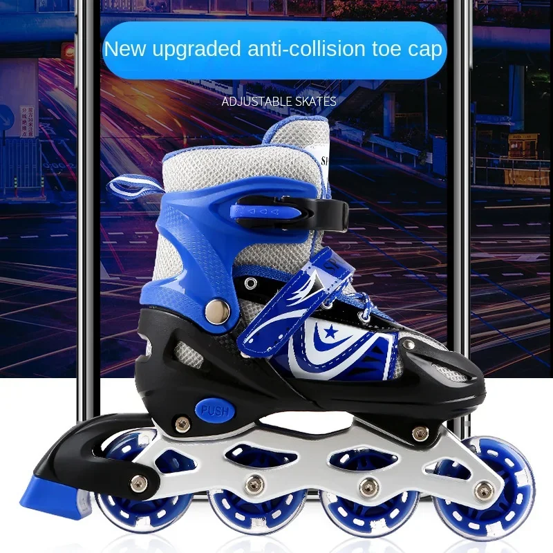 Universal Single‑Flash Roller Skating Shoes, Adjustable Pulley Skates for Children, Male and Female Adults