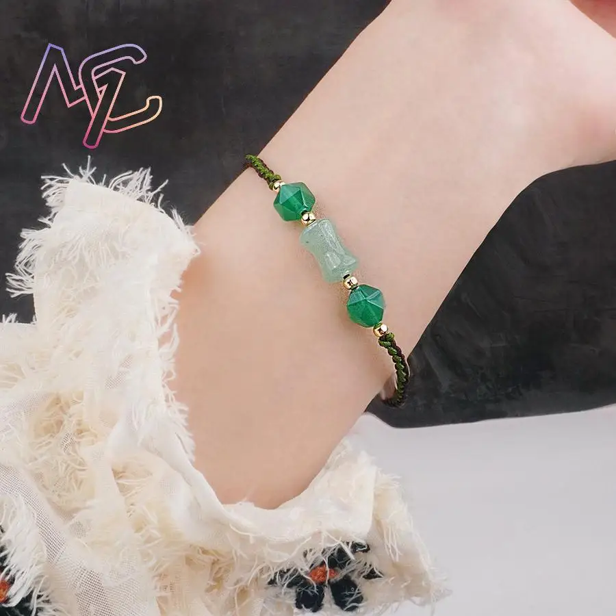 الأخضر الطبيعي حبات اليشم أساور هدايا الموضة للنساء الإسورة مجوهرات حقيقية منحوتة الأحجار الكريمة خمر مصمم الملحقات #5