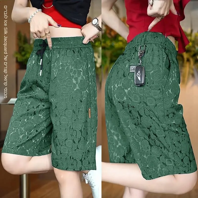 Ice Silk Embroidered Men's Shorts Quick Dry Casual Versatile Trendy Loose Five-Quarter Pants Summer 2026 City Walk Polyester ...
