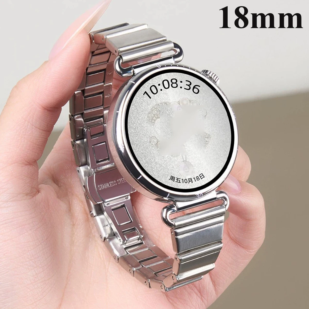 18mm Armband für Xiaomi Watch S4 41mm Metallband Edelstahlarmband für Huawei Watch 5 42mm/GT6 GT5 4 41mm/Garmin Venu 3S 2S