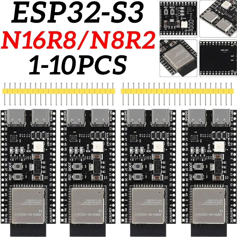 Placa de desarrollo de ESP32-S3, módulo Wifi 2,4G para Arduino ESP IDF ESP32-S3-WROOM-1 N8R2 N16R8, 44 pines tipo C 8M PSRAM ESP32 S3