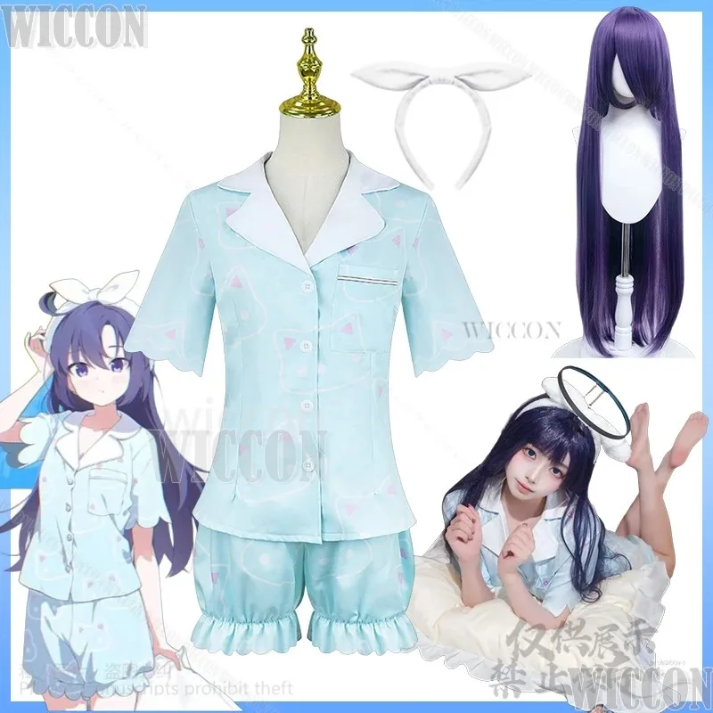 

XT8Blue Archive Cosplay Hayase Yuuka Costume Kawaii Pajamas Short Sleeved Uniform Wigs For Girls Woman Halloween Party CustXT6@!