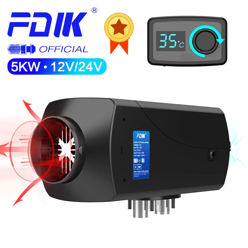 FDIK Air Diesel Heater 5KW 12V 24V Car Parking Heater Autonomy With LCD Monitor for Motorhome Trucks RV Similar Eberspacher