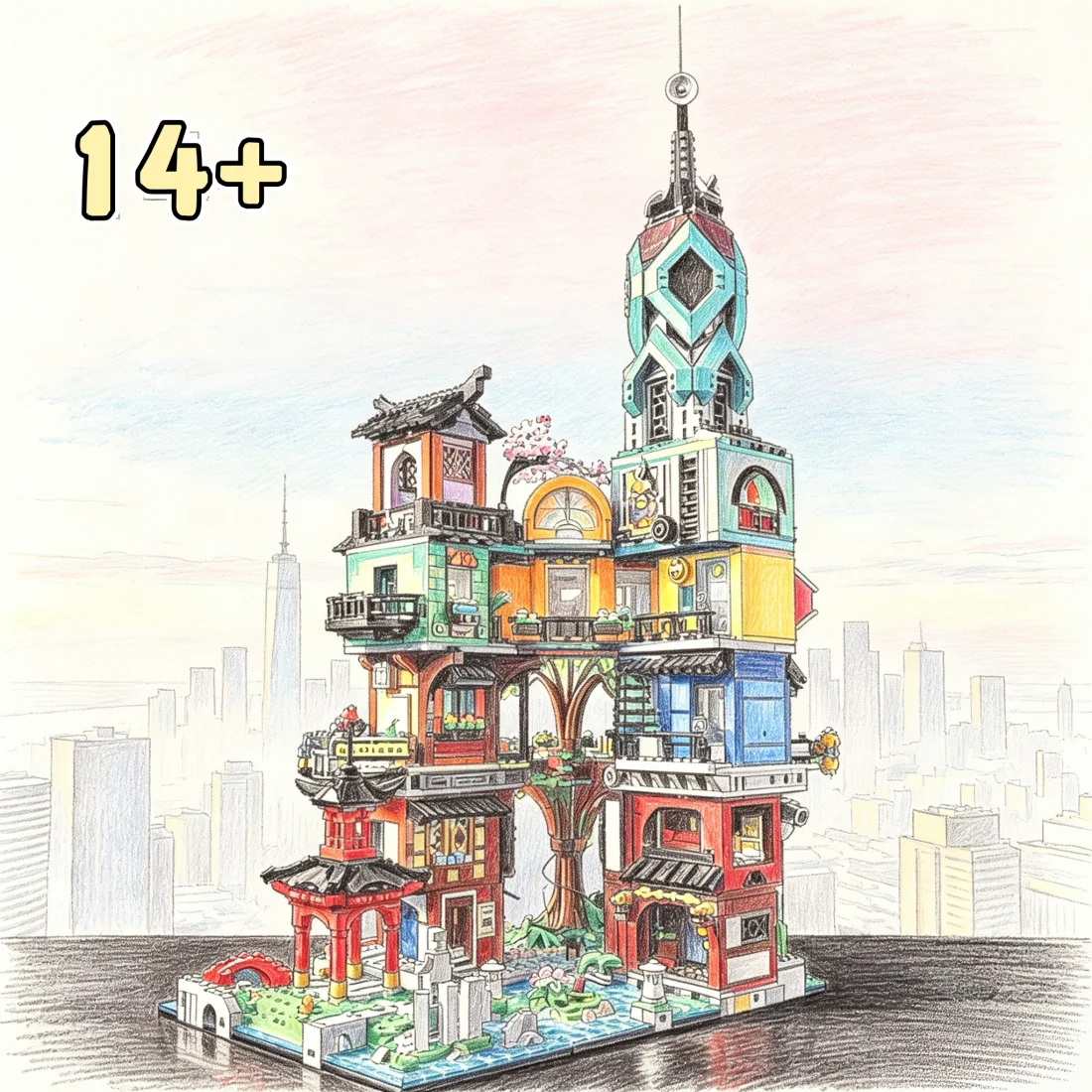 5685PCS Garden Building Model Desktop Display Holiday Ornament Adults Birthday Christmas Gift Home Decor