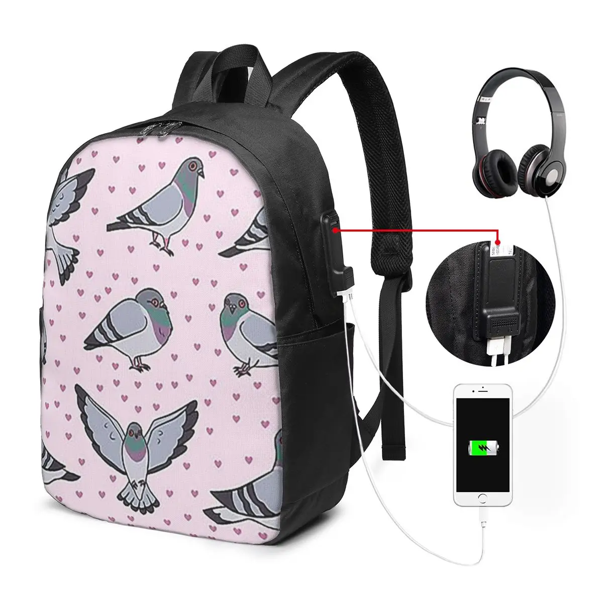 Cute Cartoon Pigeons Pack Backpack Travel Notebook Bag Computer College Student School Bag Laptop Shoulder Bags for Men Women