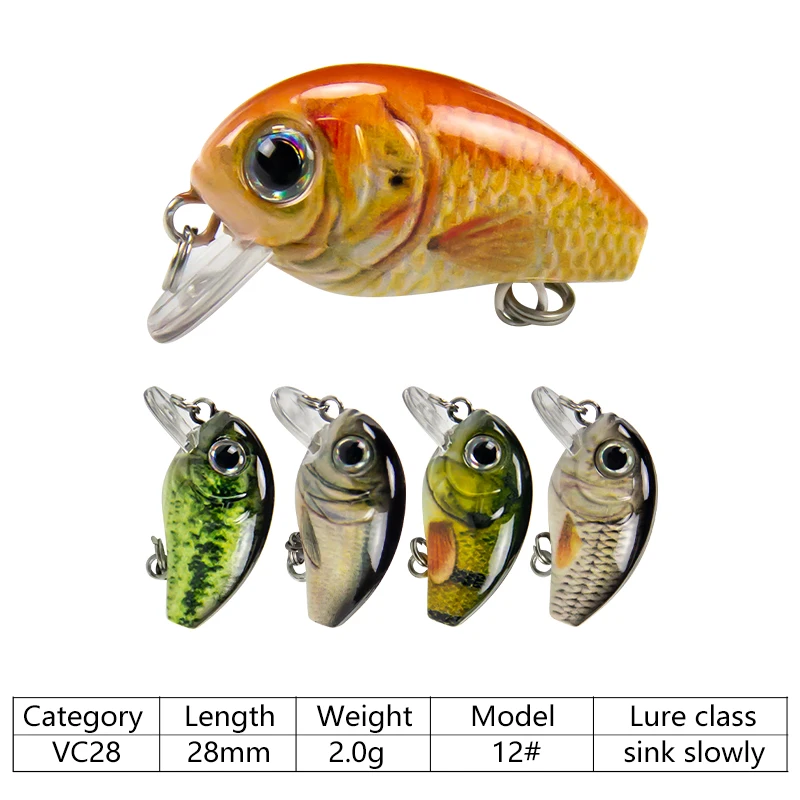 Banshee 28mm 2g Mini Wobbler Fishing Sinking Crankbaits per luccio/traina esche a sonagli Set pesce persico richiamo di pesca artificiale duro