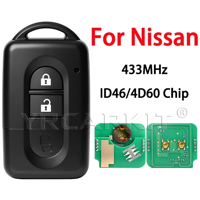 Keyless Go Remote Key For Nissan Qashqai X-trail Micra Pathfinder Juke 2007-2015 ID46/4D60 Chip 433MHz 285E34X00A 285E3EB30A