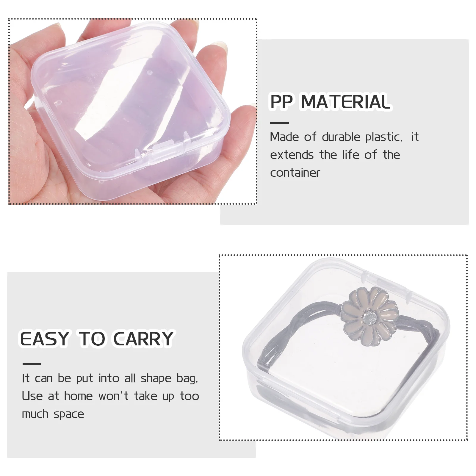 

40Pcs Small Transparent Square Storage Boxes Lightweight Portable Jewelry Organizer Beads Coin Storage Container with Lid