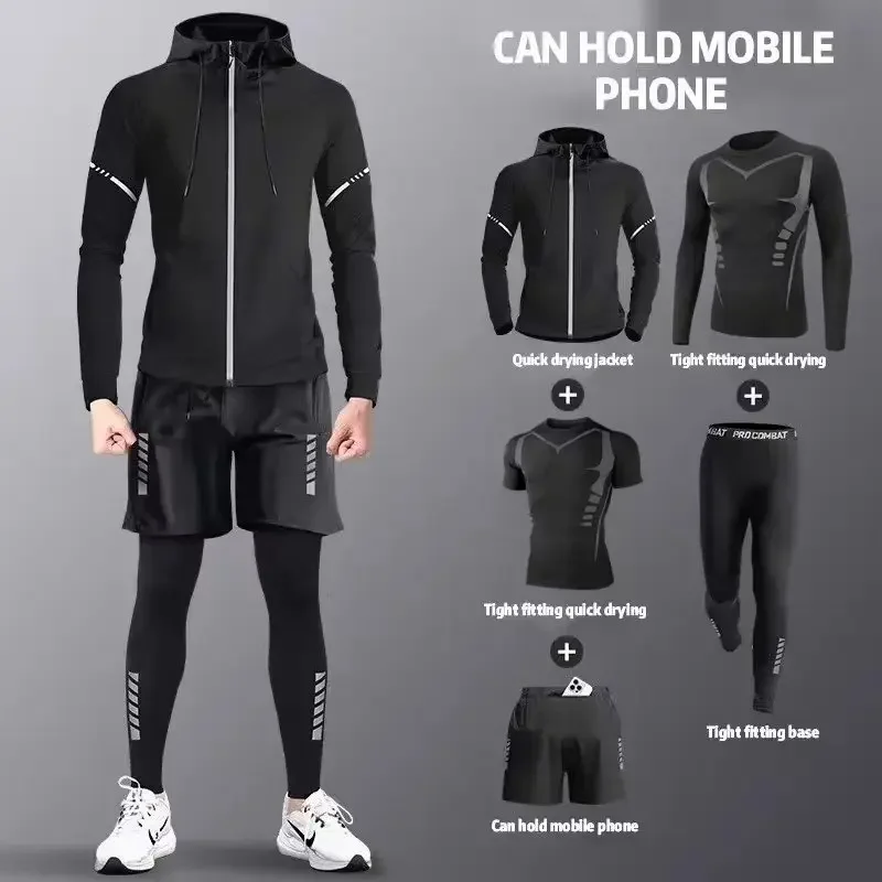 

2025 new running suits, men's sports and fitness suits, spring and autumn quick-drying suits for marathons, and training suits