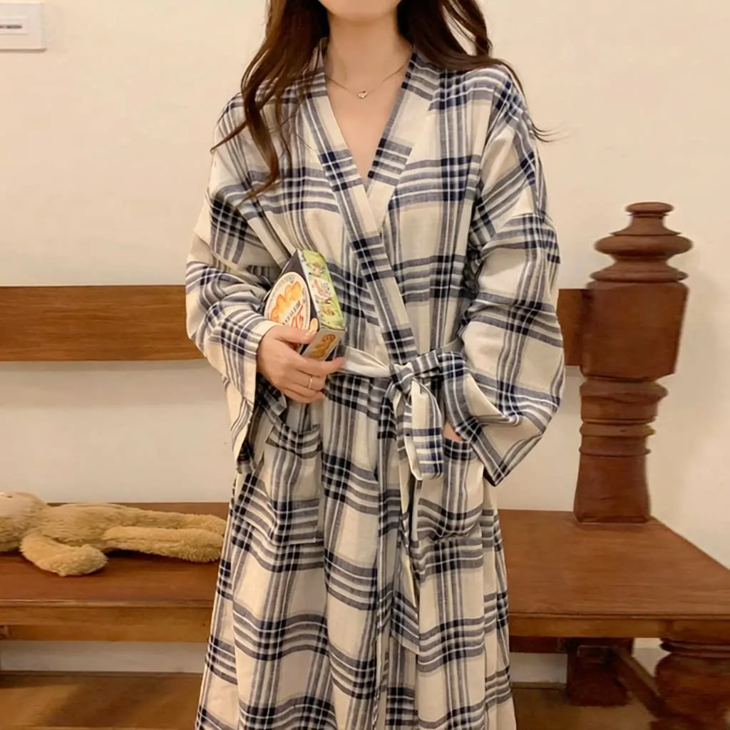 

Japanese Style Long Sleeve Sleep Robe Casual Leisure Bathing Gown Extra Long Loose Kimono Style Home Clothes for Men