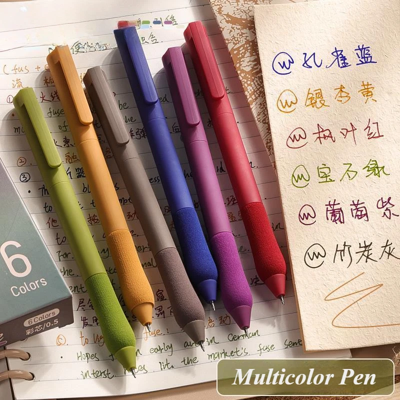PIuno-Stylos gel push-up pour documents vintage, stylos melon al, couleurs Morandi, écriture de retour à l'école avec boîte, 6 pièces, 12 pièces
