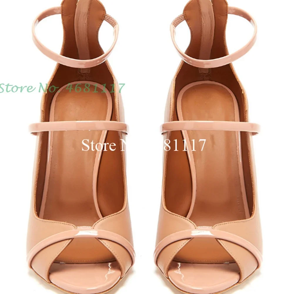 Nude Double Straps Sandals Women Summer Ankle Strap Back Zipper Peep Toe Custom Party Shoes Office Lady Elegant Dress sandals view 2