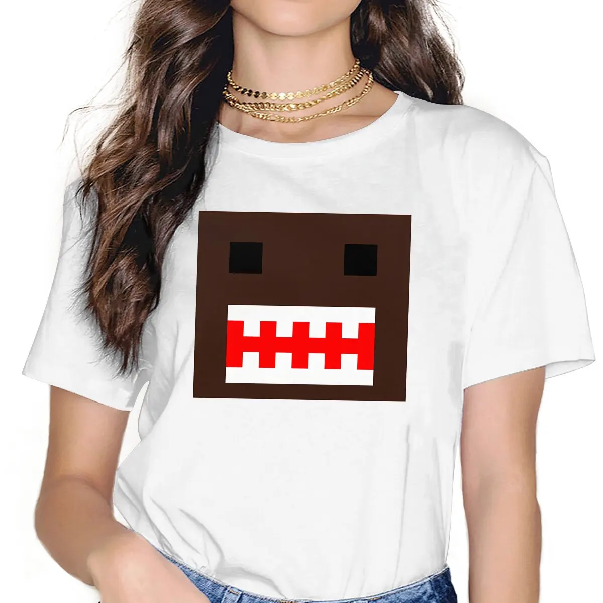 PIXEL Anime Domo Kun Women T Shirt Fibre Fashion O-Neck Polyester TShirt