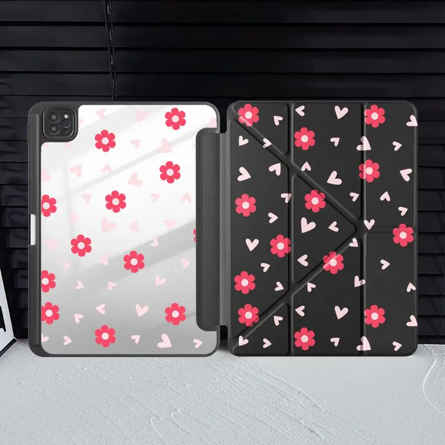 Sweet Red Flower Tablet Case For iPad Pro 11 10 9 8 7 th 12.9inch Pro 2025 Mini 6 7 Air 4 5 M3 M2 M4 11inch Holder Cover