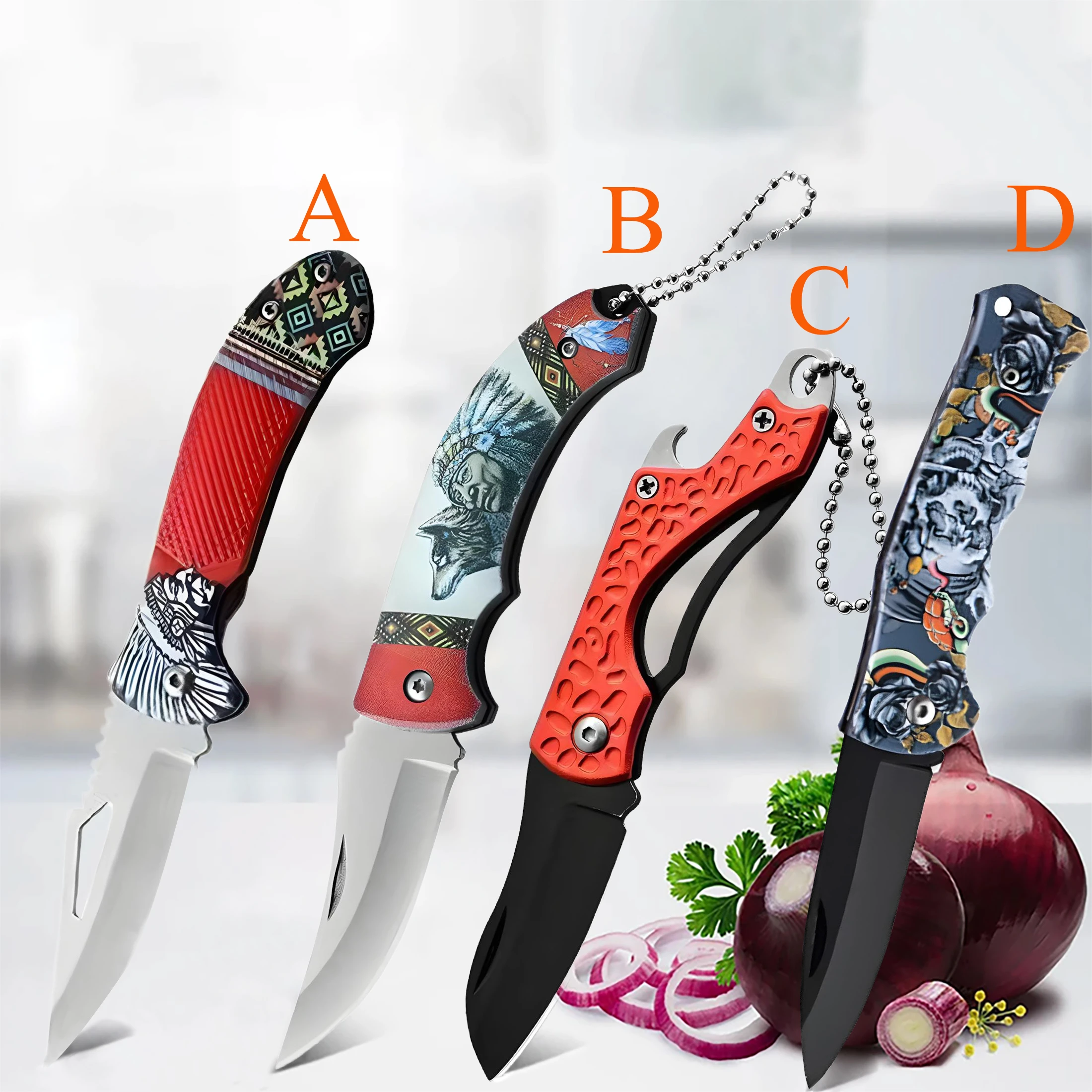 1/2/4PCS,Folding Knife Stainless Steel Folding Fruit Vegetable Peeling Paring Knife Cooking knife Portable Knife Kitchen knife