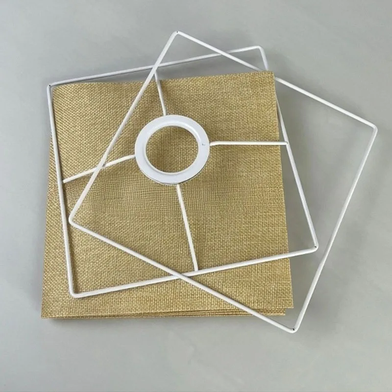 KD Square cut corner lampshade Burlap Small large table lamp shade floor lamp Beige linen Lamp shades Natural Linen Hand Crafted