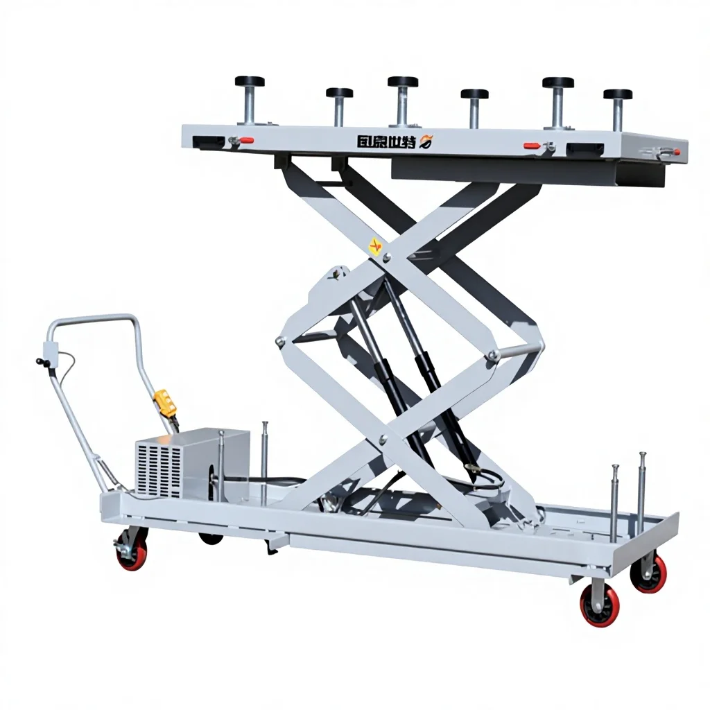 Electric lift for battery installation/removal, load-bearing 1500 kg, size 1000x1800mm, height adjustable, with casters