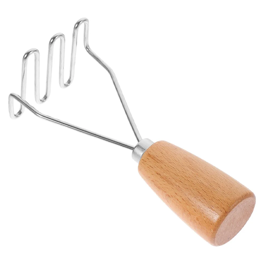 

Stainless Steel Potato Masher Wooden Handle Manual Crusher Kitchen Masher Accessories for Potatoes Baby Foods Vegetable Mashing