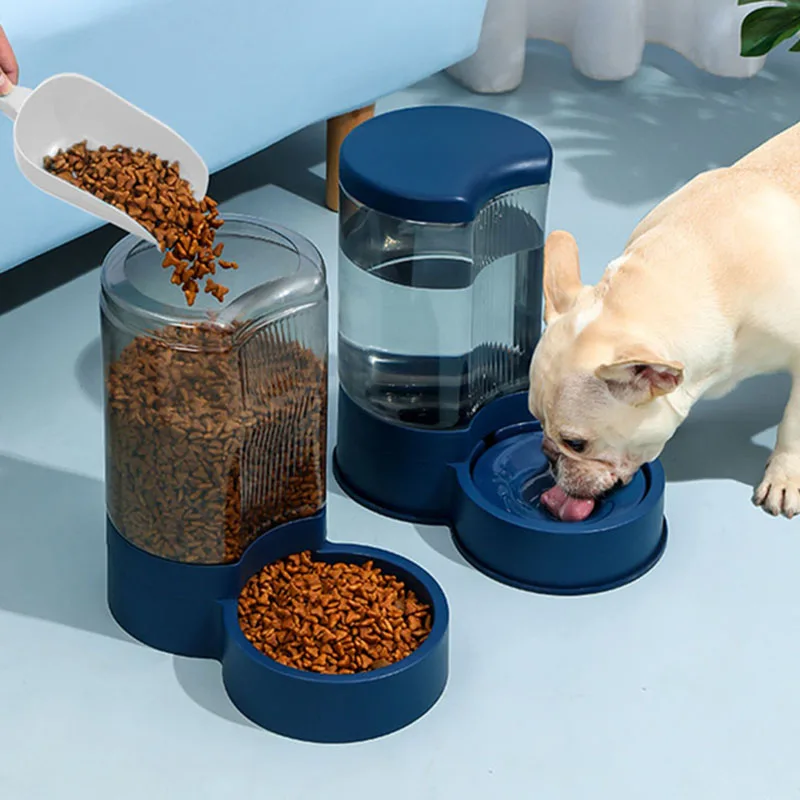 Automatic Pet Feeder and Waterer for Dogs and Cats - Non-electric Drinking Fountain and Self-Dispensing Bowl，Pet Feeding Bowls