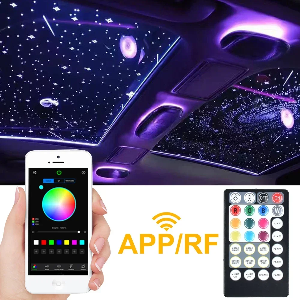 20W Meteor Twinkle Car Star Roof Light Starry Sky Ceiling Lamp Romantic Auto Interior Lights Stars Lamp LED Fiber Optic Lighting