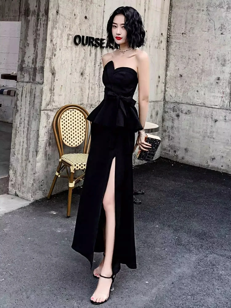 Women Sexy Sleeveless Backless Bodycon Dress French Style Elegant Black Evering Party Slim Vestidos Ladies Summer Clothes