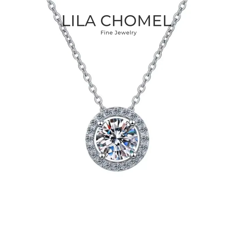 

Women Engagement 18K White Gold Wedding Necklaces 0.5/1/2CT Moissanite Diamond Birthday Gift PT950 Platinum Girl Valentine's Day