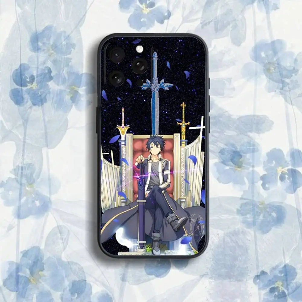 حافظة هاتف Sword Art O-Online SAO Kirigaya لهاتف iPhone 17,16,15,14,13,12,Pro,Max,Plus,E,SE4,Air,Mini Black Soft Box