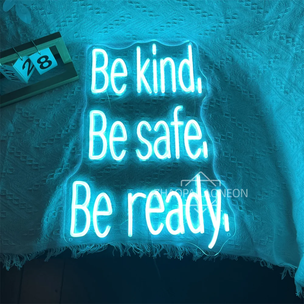 

Be Kind, Be Safe, Be Ready Neon Led Sign Home Room Wall Art Decor Neon Led Lights Party Bedroom Wedding Decoration LED Signs