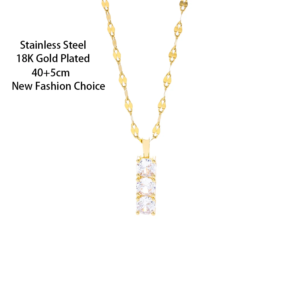 New In Light Luxury Zircon Crystal Pendant Necklaces For Women Fashion Female Stainless Steel Clavicle Chain Jewelry Wholesale