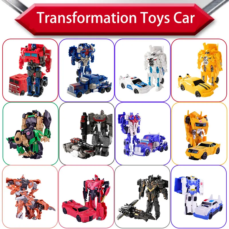 2IN1 Transformation Toys Robot Car Action Figures Transforming One-Step Deformed Car Dinosaur Model Toy For Boys Birthday Gifts