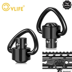 2 pièces en aluminium QD Sling pivote Durable avec bouton poussoir léger noir pour tous les fusils AR Rail lampe de poche Base en porte-à-faux support décalé double anneau