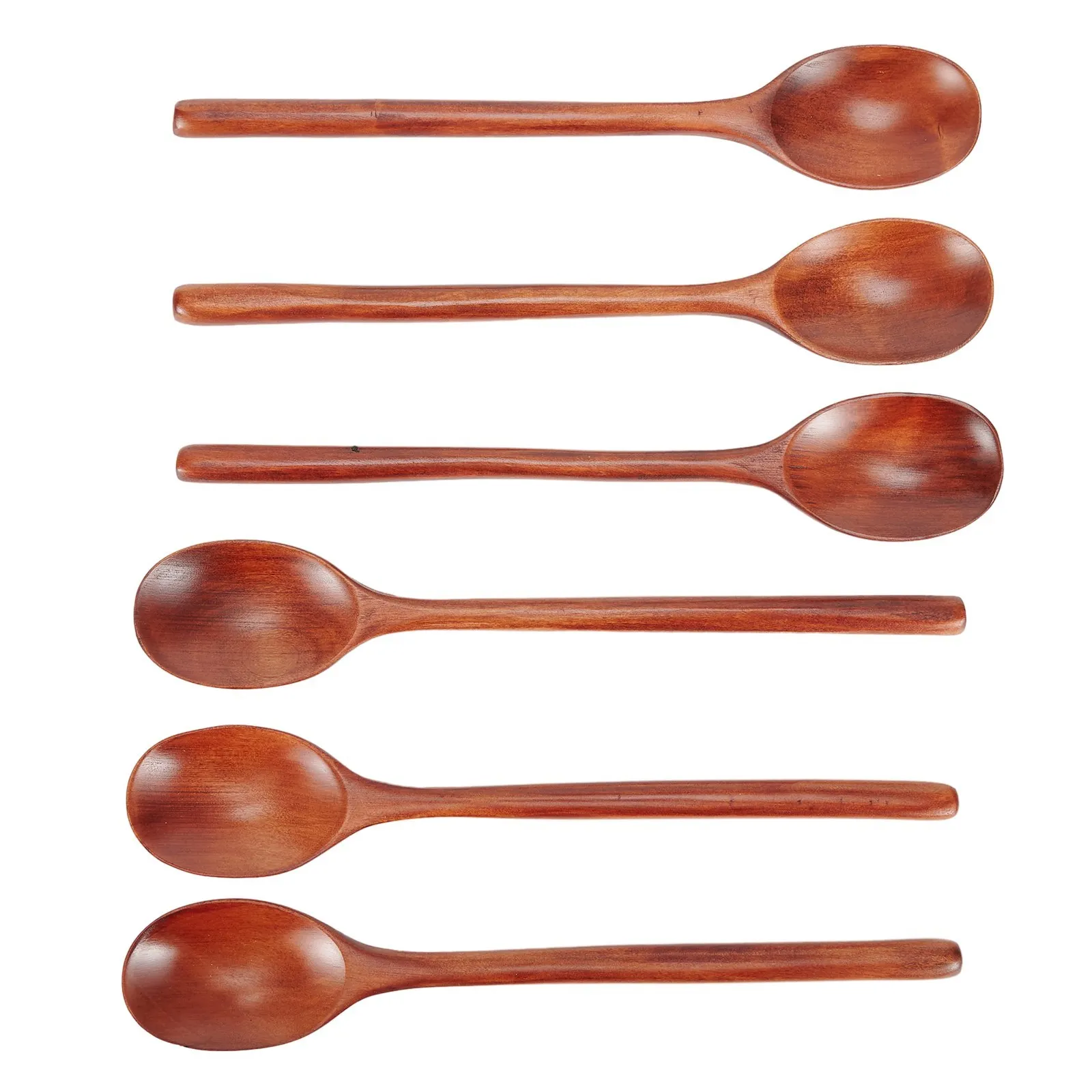 6PCS  23 X 4 Cm Piece Long Natural Wooden Spoon Korean Style 9 '' Inch Natural Wood Soup Household Hotel Travel Food Tools