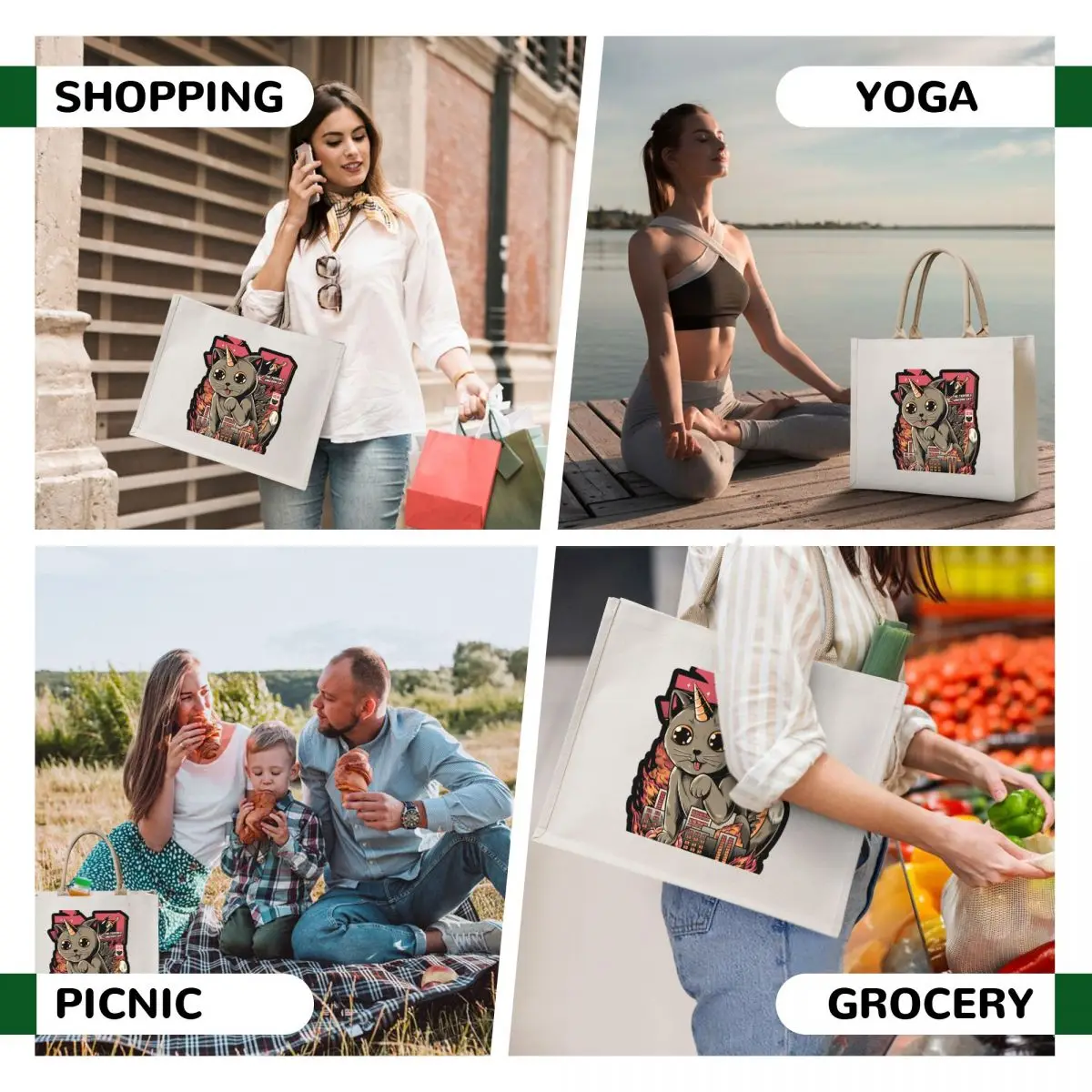 Catzilla Tote Bag Big bag Large bags for women tote bags cloth bags