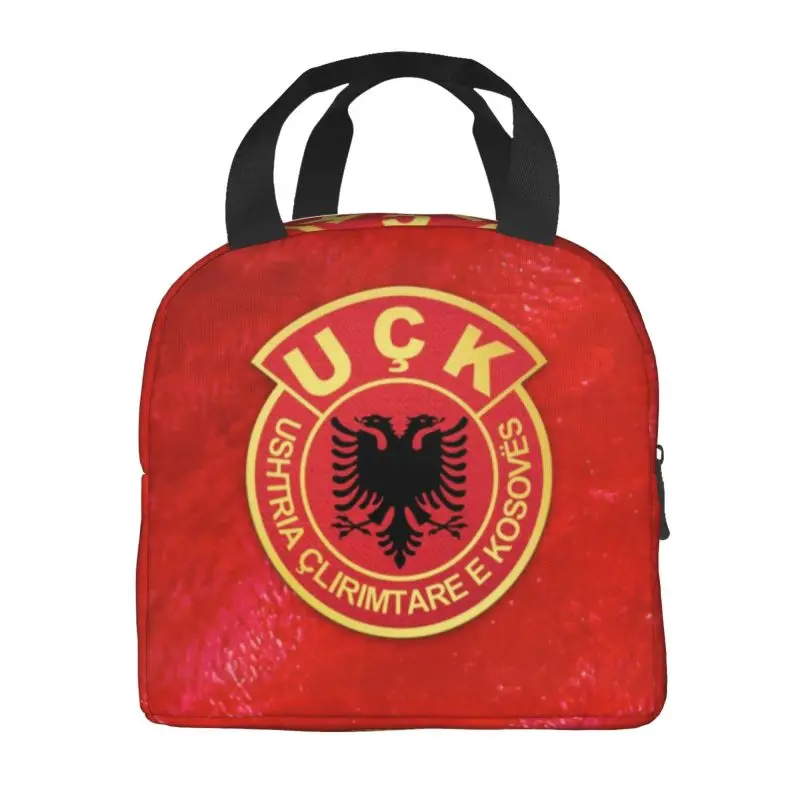 Kosovo Liberation Army UCK Insulated Lunch Bags for School Office Old Albania Flag Eagle Portable Cooler Thermal Bento Box Kids