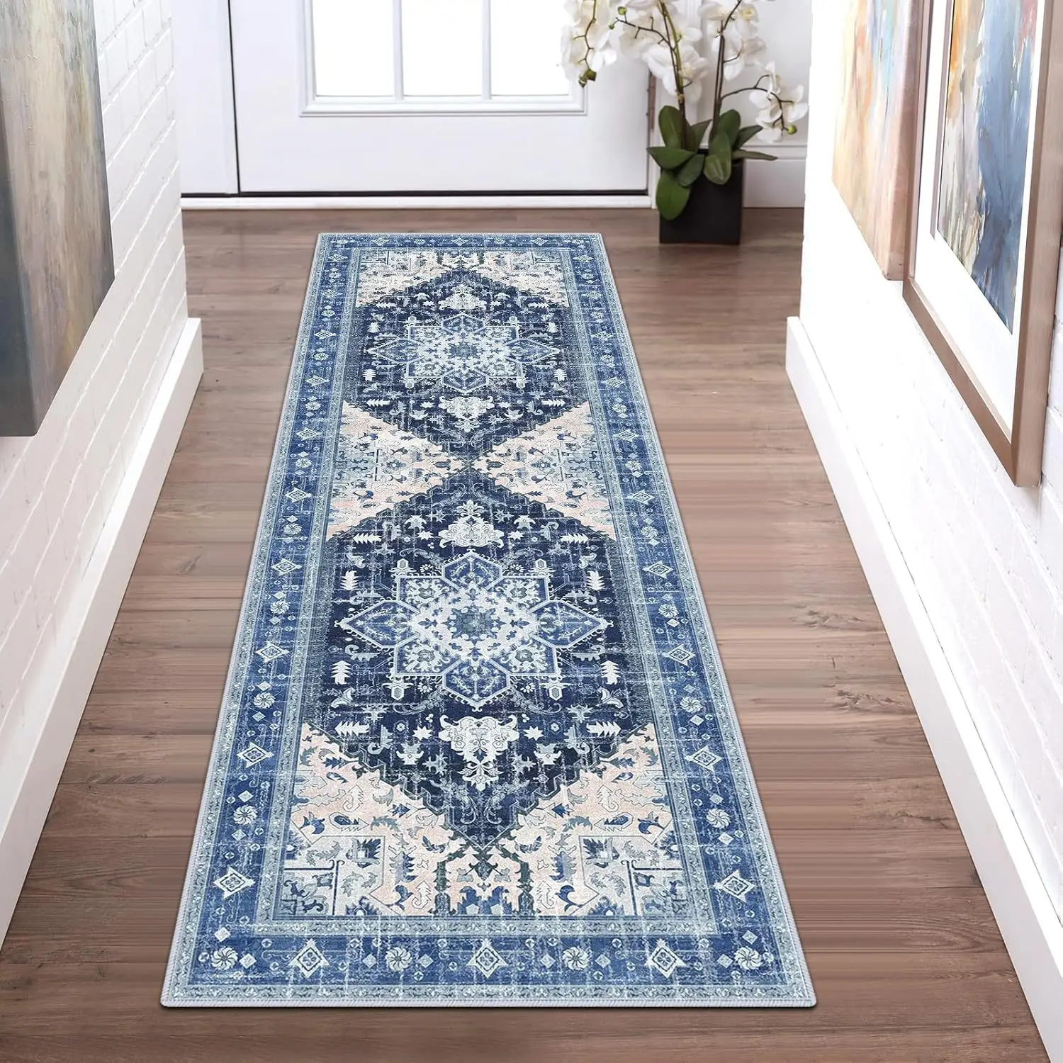 vikama-vintage-persian-runner-rug-non-slip-washable-blue-white-hallway-carpet-bohemian-style-kitchen-bedroom-floor-mat